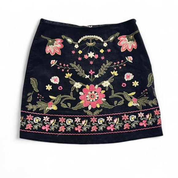 Harper Heritage Embroidered Mini Skirt Womens Size S Cotton Navy - Picture 2 of 10